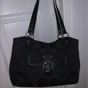 Coach black on black large tote
